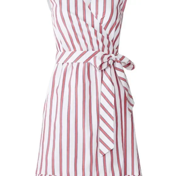 Draper James Stripe Faux Wrap Tank Dress Size 4 - Picture 2 of 10